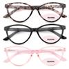 3 Pack Bifocal Reading Glasses for Women, Blue Light Blocking Cat Eye Computer Readers,New No line Bifocal reader Anti UV Ray/Eye Strain/Glare 1.5 view 2