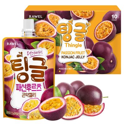 Rawel Thingle Delicious Konjac Jelly 1box (80g x 10packs) / 6 Calories per pouch/Sugar Free/Low Calories/Fruit Flavor Jelly with low carb/Drinkable Zero Sugar Jelly Dessert (Passion Fruit)