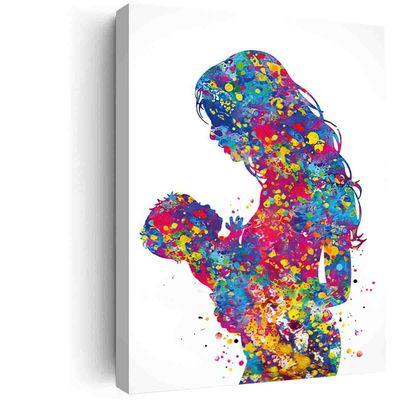 DAVUD Living Room Decorations For Wall,Mother and Baby Watercolor Print Mother and Son Mother and Daughter Mother and Children Mother and Kids New Mum Baby Shower Midwife- 12in x18 in-Ready to hang
