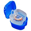 Denture Box Denture Bath Box Orthodontic Retainer Denture Storage Box with Strainer Basket for Travel Cleaning(Dark Blue, Light Blue, White) White view 4