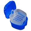 Denture Box Denture Bath Box Orthodontic Retainer Denture Storage Box with Strainer Basket for Travel Cleaning(Dark Blue, Light Blue, White) Dark Blue view 1
