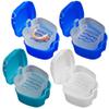 Denture Box Denture Bath Box Orthodontic Retainer Denture Storage Box with Strainer Basket for Travel Cleaning(Dark Blue, Light Blue, White) Dark Blue view 2