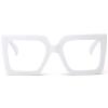 AIEYEZO Oversized Square Blue Light Glasses for Women Cute Big Frame Glasses Fashion Clear Multi-Color Computer Eyewear (White) view 1