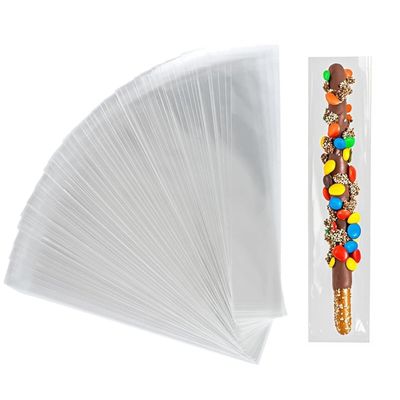 COOLAKE Clear Pretzel Bags - 200 Pcs 2x9.8 Inch Clear Self Sealing Cellophane Bags for Pretzel Rods, Ideal for Chocolate, Bakery, Cookies and Candies