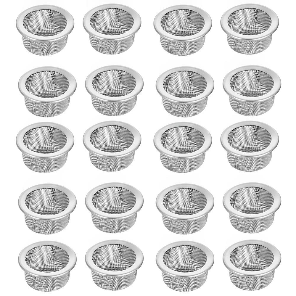 20 Pcs Metal Strainer Stainless Steel Mesh Concave Bowls for Pipe Accessories Filters