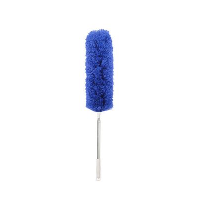 Ceiling Fan Feather Duster with Extension Pole, Cobweb & Corner Brush for Cleaning, Long Handle Aluminum Telescoping Pole, Washable, Blue, 250cm