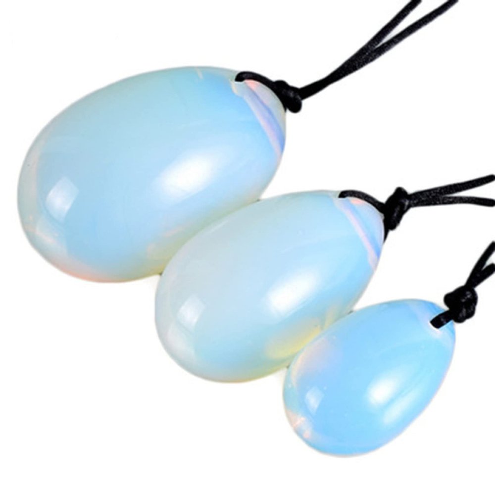 AOWNE Rose Quartz Yoni Egg Set Natural Jade Eggs Women Kegel Exerciser Ball Massage Yoni Wand Jade Massager,3 Opal Eggs