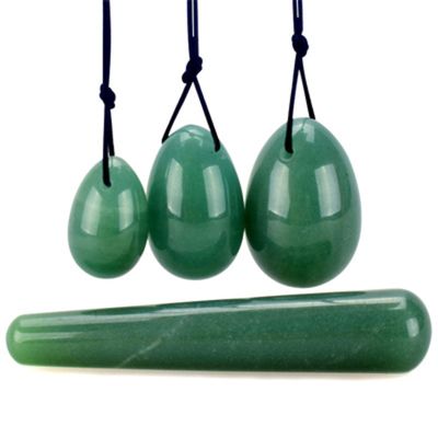 AOWNE Natural Jade Egg Balls Yoni Egg Set Yoni Wand Massage Ball Kegel Balls Kegel Exerciser,Green Jade Set