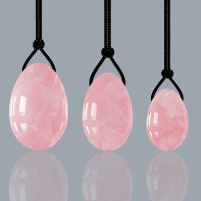 AOWNE Rose Quartz Yoni Egg Set Natural Jade Eggs Women Kegel Exerciser Ball Massage Yoni Wand Jade Massager,3 Pink Eggs