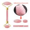 AOWNE Rose Quartz Jade Roller GuaSha Board Yoni Egg Jade Eggs Set Massage Crystal Stone Jade Massager Roller,3Pcs Set A view 3