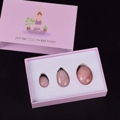 AOWNE Natural Rose Quartz Yoni Eggs Set Kegel Exerciser Balls Massager Ball,Type 7