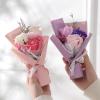 CLOZAM Mini Rose Dried Flowers Small Bouquet Valentine's Day Hand Bouquet Gift Immortal Flowers Three Pink Flowers view 3