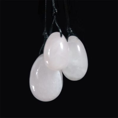 AOWNE Rose Quartz Yoni Egg Set Natural Jade Eggs Women Kegel Exerciser Ball Massage Yoni Wand Jade Massager,3 Light Pink Eggs
