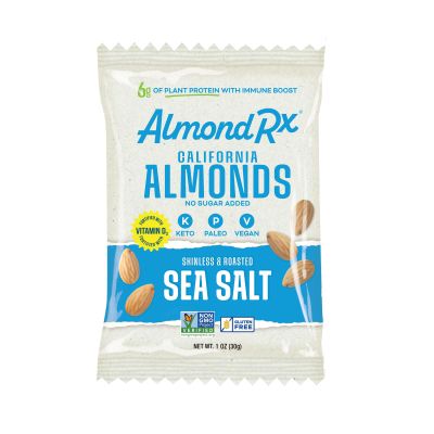AlmondRx | Heart Healthy Skinless Lightly Salted California Almond Snack Packs | Fortified with Vitamin D | Plant Protein | Keto | Vegan | No Sugar Added (6 Pack, Sea Salt)