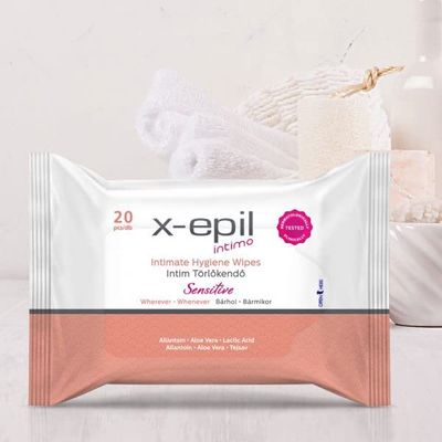 X-Epil - Intimate Hygiene Wet Wipes - 30 Count - All Natural Wet Wipes With pH Balanced - Made with Aloe Vera & Chamomile - Perfect for Instant Refreshment - Dermatologist Approved (Sensitive)