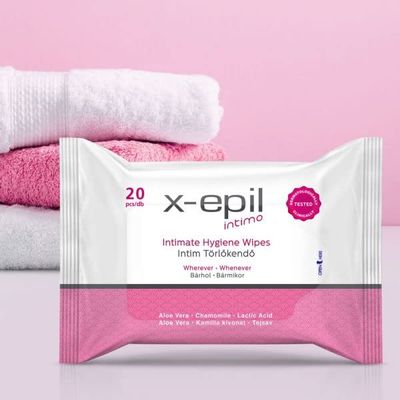 X-Epil - Vegan Intimate Hygiene Wipes 20 pcs - pH-Balanced & Hypoallergenic Wipes For Daily Hygiene Routine - Gentle Cleansing for Sensitive Skin (Normal)