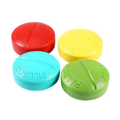 GLEAVI Portable Round Medicine Box with 4 Removable Compartments Compact 2.55 Inch Seal Storage Organizer for Travel Camping Fishing Home Use