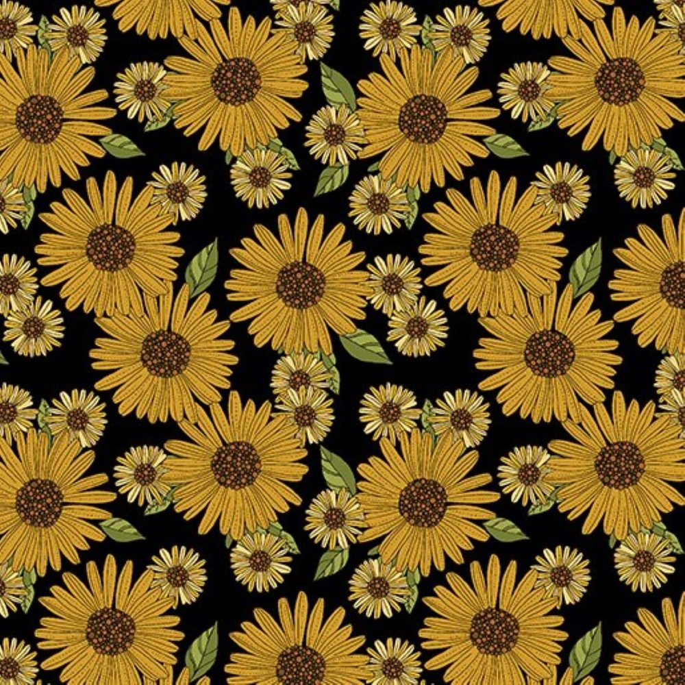Benartex Pumpkin Spice by Valentina Harper 13439 12 Black Sunflower & Spice