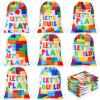 Kajaia 24 Pcs Building Block Candy Treat Bags 7.1 x 5.1 Inch Block Party Favor Polyester Drawstring Reusable Gift Goodie Bags Bulk for Kids Birthday Baby Shower Party Decor Supplies view 1