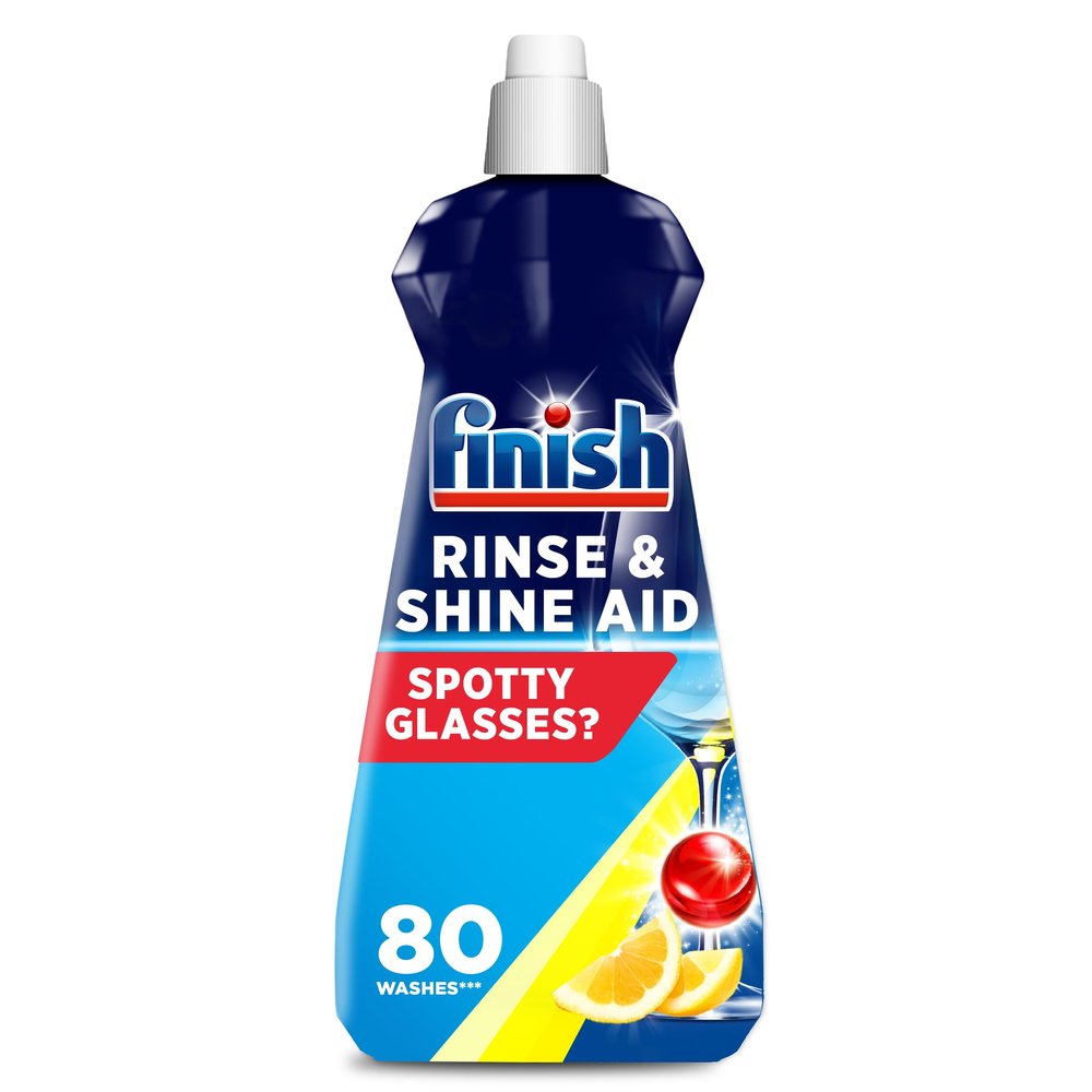 Finish | Finish Dishwasher Rinse & Shine Aid | Lemon| 400ml | For Drier Glasses and Spot Prevention
