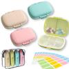 4 Pack Travel Pill Organizer,8 Compartments Weekly Pill Box Moisture Proof Small Pill Case for Pocket Purse Daily Portable Medicine Vitamin Holder ContainerBlue+Green+Khaki+Pink view 1