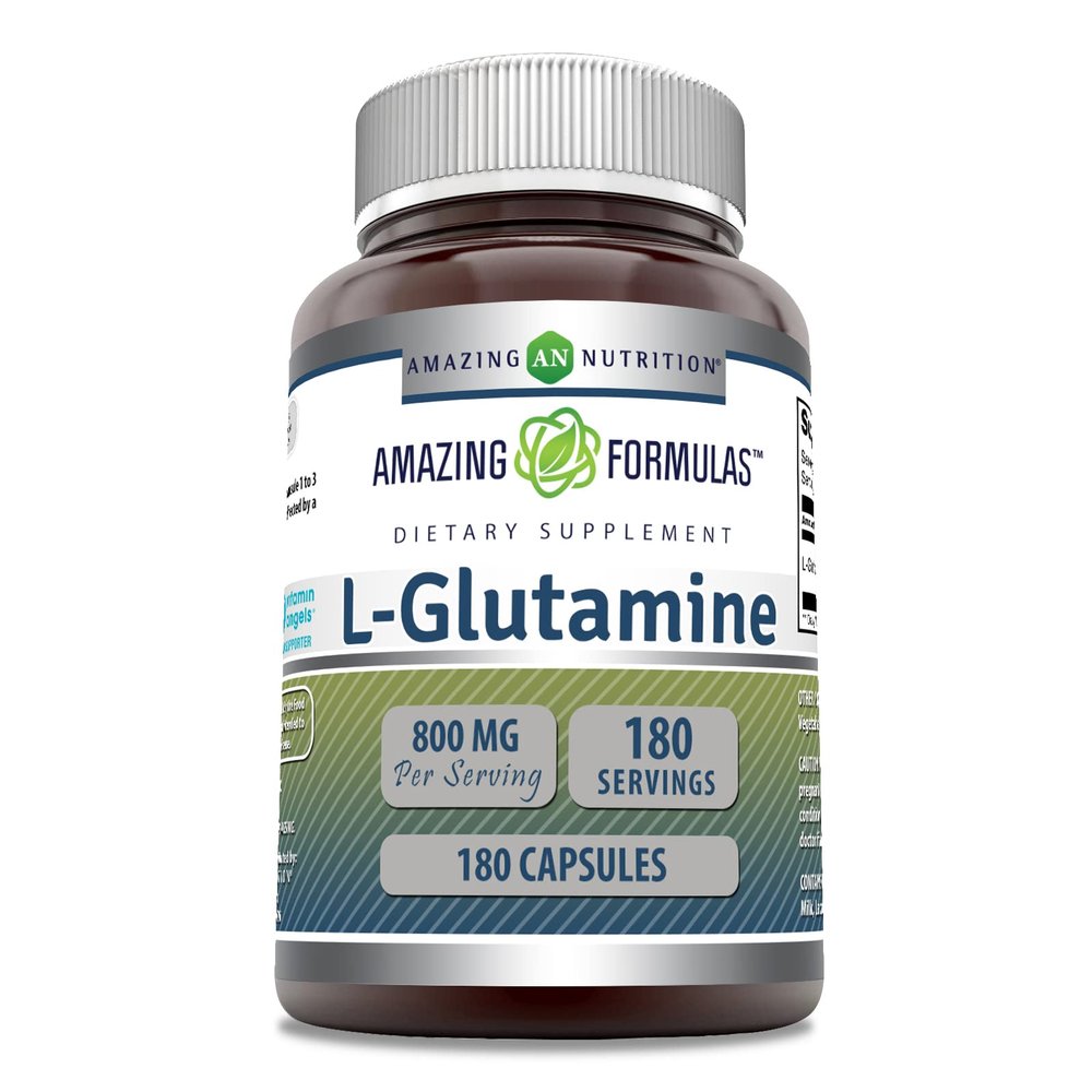Amazing Formulas L-Glutamine Amino Acid Supplement | 800 Mg Per Serving | 180 Capsules | Non-GMO | Gluten Free | Made in USA