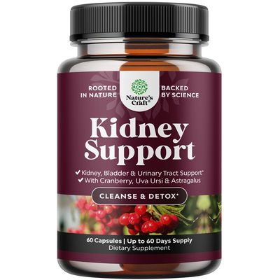 Advanced Kidney Support Supplement - Kidney Cleanse Detox & Repair Cranberry Extract Capsules with Uva Ursi, Stinging Nettle & Astragalus for Kidney health - Urinary Tract Health - 60 Caps