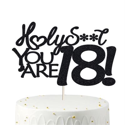 18 Birthday Cake Toppers-Black Glitter, Funny 18th Cake Topper for Men,18 Cake Topper For Women, 18th birthday decorations,18th Birthday Cake Topper Eighteen