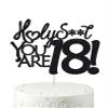 18 Birthday Cake Toppers-Black Glitter, Funny 18th Cake Topper for Men,18 Cake Topper For Women, 18th birthday decorations,18th Birthday Cake Topper Eighteen view 1