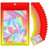 100 Pieces Resealable Mylar Bags, Smell Proof Bags with Clear Window for Food Storage Party Favor Packaging Small Business (Orange&Yellow, 2.44) view 1