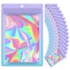 100 Pieces Resealable Mylar Bags, Smell Proof Bags with Clear Window for Food Storage Party Favor Packaging Small Business (Purple&Light Blue, 2.44) view 1