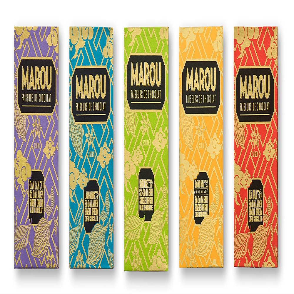 Marou Origins 5 Pack Full Size Bars | Five Vietnam Single Origin Bars, Dairy Free, Gluten Free, Soy Free | 5 x 80g