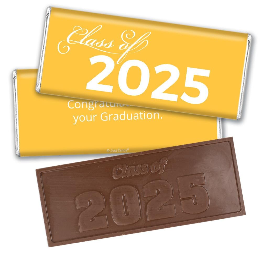 12ct Yellow Graduation Candy Party Favors Class of 2025 Wrapped Chocolate Bars by Just Candy