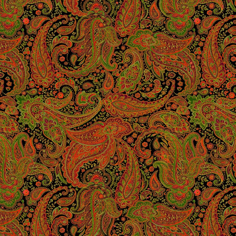 Timeless Treasures Deck The Halls CM2058 Multi Holiday Paisley w/Metallic