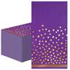 100 Pcs Purple Paper Napkins Disposable - Purple Gold Dot Dinner Party Napkins for Bathroom Wedding Anniversary Birthday Mardi Gras Party Supplies view 1