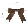 Meseey 50 Pcs 2.5 Inches Twist Tie Grosgrain Ribbon Bows Brown Pretied Premade Craft Bows for Treat Bags Gift Wrapping Basket Wedding Baby Shower Brithday Christmas Party (2.5", Brown) view 2