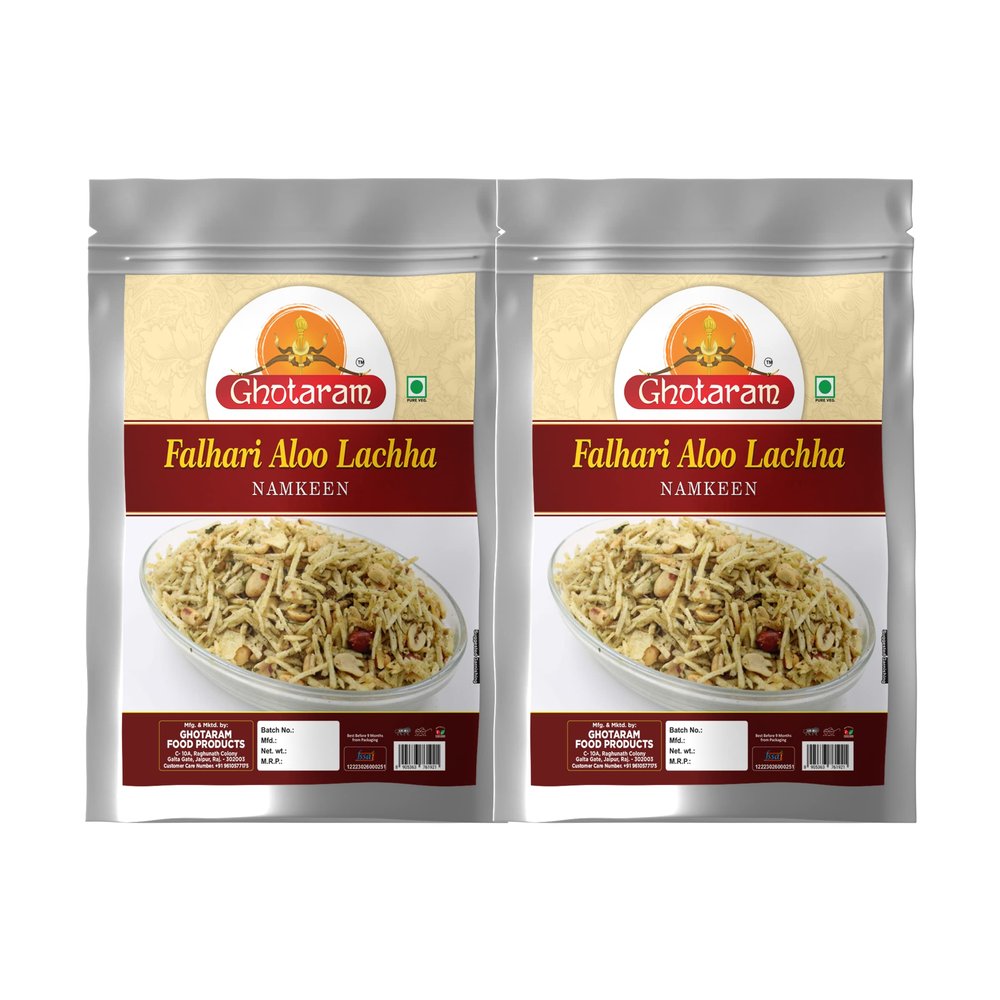 Ghotaram GFP Falhari Namken Boost Energy in Upwas Fast Vrat, Crispy Salted Falahari Falhari Aloo Lachha Mungfali Mix Namkeen Savory Snack, Healthy Falahari Potato Namkeen Chivda-150g*2Pack