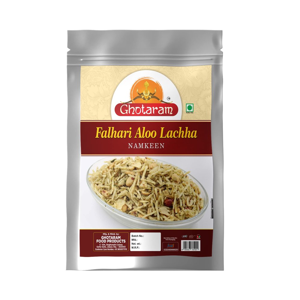 Ghotaram GFP Authentic Falahari Mix Namkeen FARALI Chiwda Namken PHALHARI CHIWDA Farsan Mix Potato Sticks Snack, Falhari Aloo Lachha Mungfali Mix Namkeen Snack-250 * 1Pack