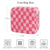 CekPo Sanitary Napkin Storage Bag, Menstrual Pad Zipper Bag Checkered Portable Period Bag Panty Liners, Tampon Storage Pouch for Women Ladies Daily Use Storage Purse Travel view 2