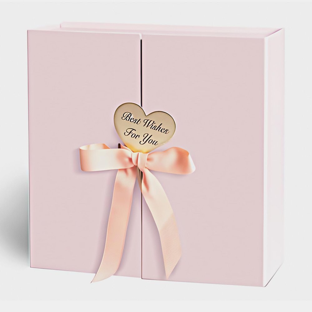 CHARMGIFTBOX Gift Boxes with Lids, 9x9x3 Inch Pink Gift Box with Ribbon Card Fancy Gift Wrap Boxes for Anniversary, Bridesmaid Proposal, Bridal Showers, Weddings, Girlfriend, Valentine's Day