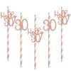 30th Birthday Paper Straw Decor, Happy 30th Birthday Decorations, Hello 30, 30th Anniversary/Birthday Party Drinking Decorative Straws, Cheer 30 Years Old Party Supplies 12 Pieces Rose Gold view 1