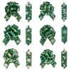 LeZakaa 12PCS Christmas Pull Bows with Ribbon - Green and Gold Style with Reindeer and Bell Design - Perfect for Gift Wrapping, Florist, Bouquet, Basket view 1