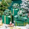 LeZakaa 12PCS Christmas Pull Bows with Ribbon - Green and Gold Style with Reindeer and Bell Design - Perfect for Gift Wrapping, Florist, Bouquet, Basket view 3