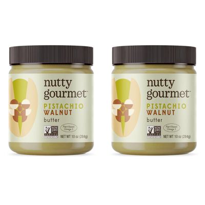 Nutty Gourmet Pistachio Walnut Spread - No Added Sugar - No Palm Oil - Peanut Free - Gluten Free - Protein Breakfast Snack - Best for Dips, Fillings, Sauces, & Baking (10oz, 2 Pack)