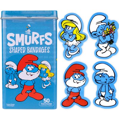 BioSwiss Bandages, The Smurfs Shaped Self Adhesive Bandage, Latex Free Sterile Wound Care, Fun First Aid Kit Supplies for Kids and Adults, 50 Count