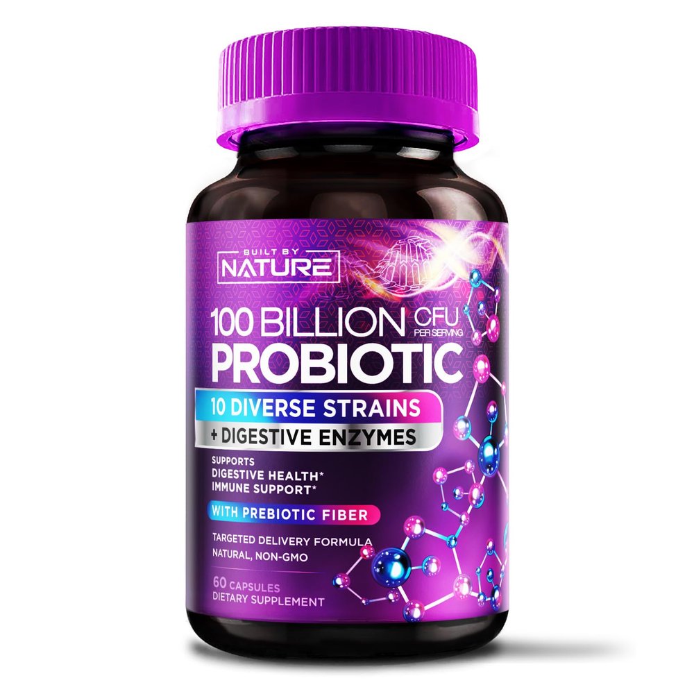 100 Billion CFU Probiotic - Daily Digestive Gut Health Supplement for Men & Women - Lactobacillus acidophilus, Bifidobacterium & Prebiotics - Non-GMO, Gluten & Dairy Free, Shelf-Stable - 60 Capsules
