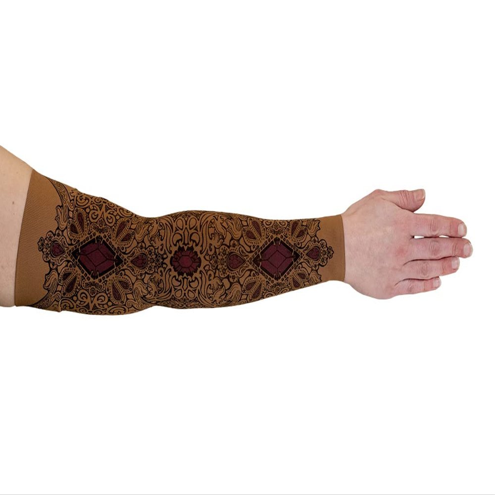 Lymphedivas Audrey Mocha Medical Graduated Compression Arm Sleeve for Lymphedema (Long 30-40 mmHg Small)