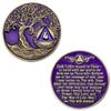 1 to 50 Year Twisted Tree of Life Sobriety Coin - Gold Plated AA Chips & Medallions - 4 Year Sobriety Coin - Purple view 3
