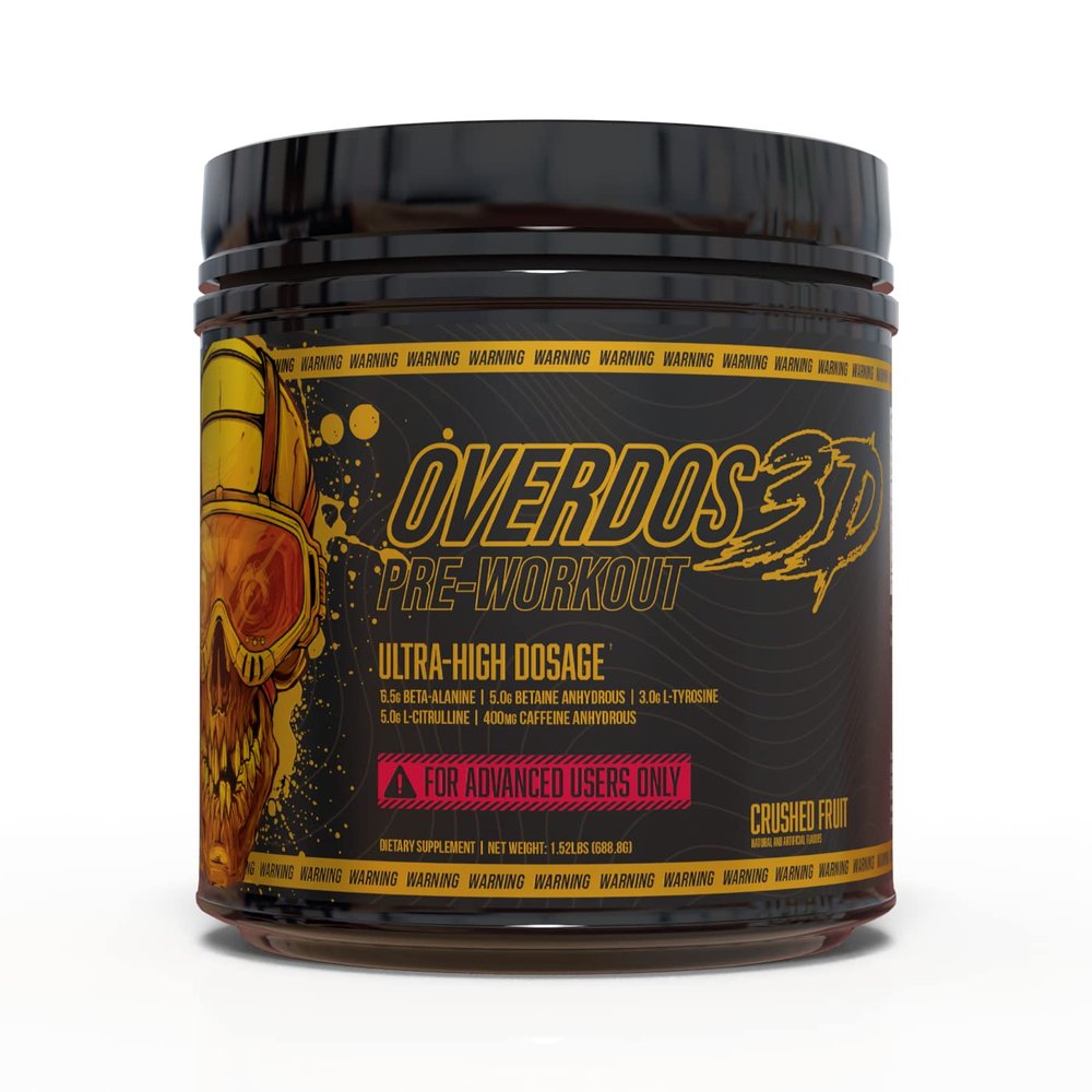 OVERDOS3D Pre-Workout Powder | Ultra-High Dosage | for Advanced Users ONLY | Extreme Formula | Lasting Energy, Focus, Pumps and Endurance | 30 Servings, Crushed Fruit