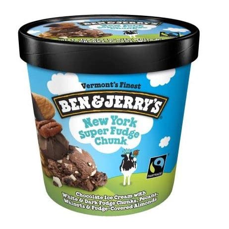 Ben & Jerry's Non-GMO, Cage-Free, Fairtrade Ingredient Ice Cream Pints, Pack of 6 (New York Super Fudge Chunk)